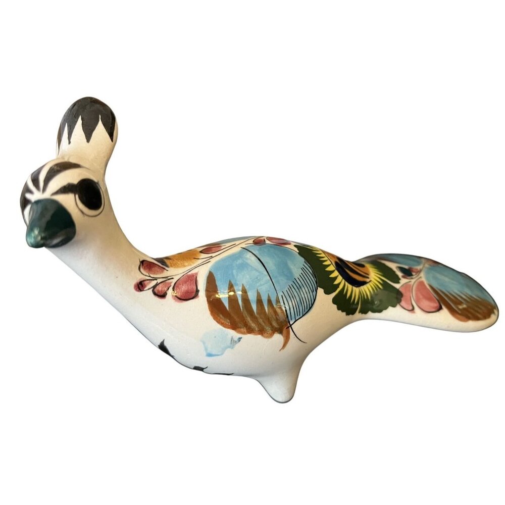 Handmade Mexican Peacock Ceramic Folk Art Figurine 8" Vintage Estate